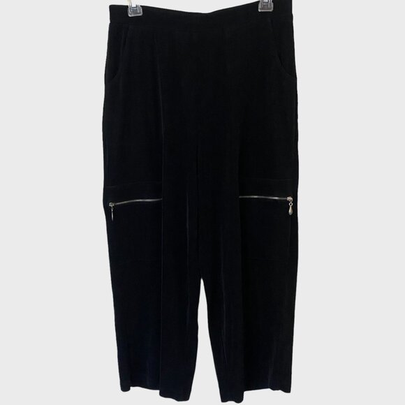 Chico's Travelers Comfort Fit Wide-Leg Black Zipper Pocket Pants Women's Size 2 - Picture 1 of 9